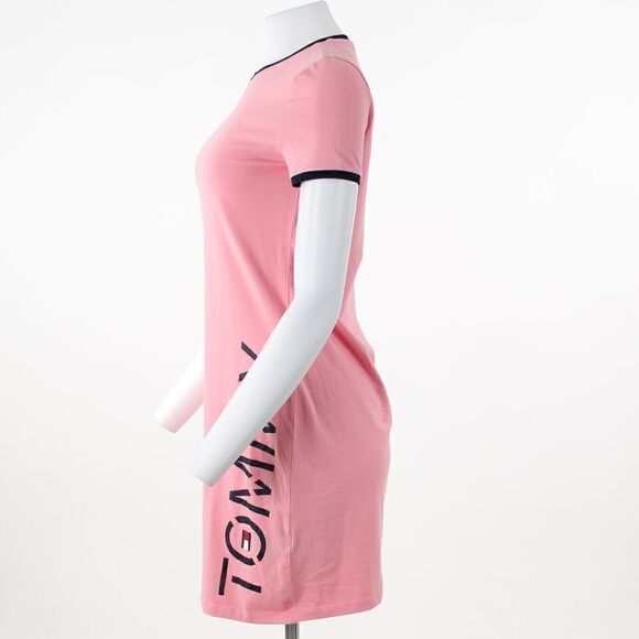 Tommy Hilfiger Vertical Logo Dress English Rose - Picture 4 of 5